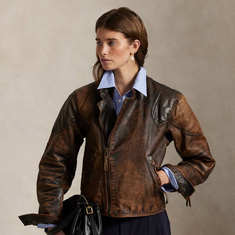 Bikerjacke aus rissigem Leder Bikerjacke aus rissigem Leder von Polo Ralph Lauren