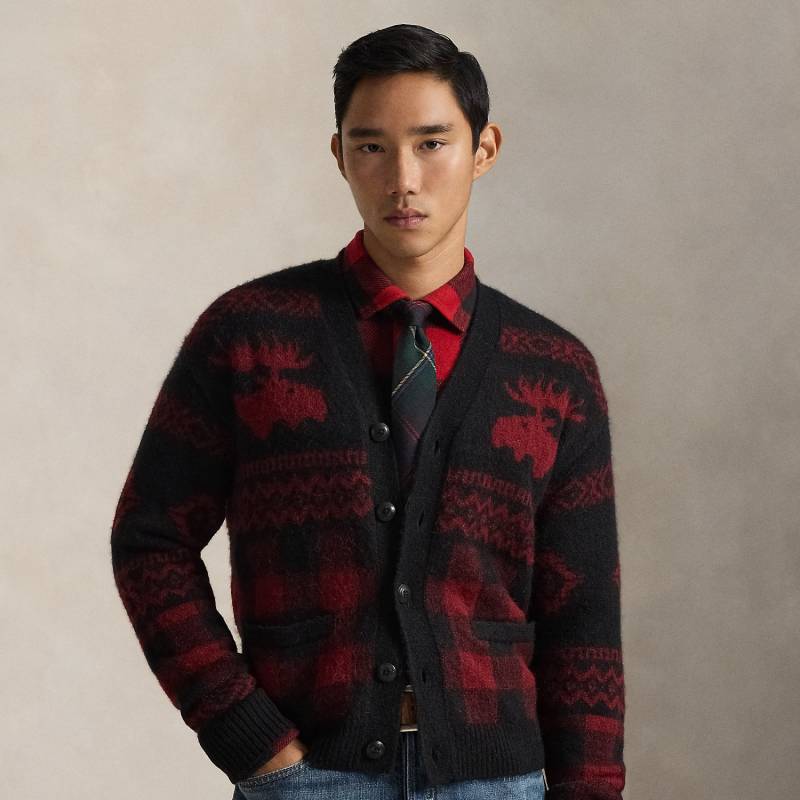 Buffalo-Karo-Strickjacke mit Elchgrafik von Polo Ralph Lauren