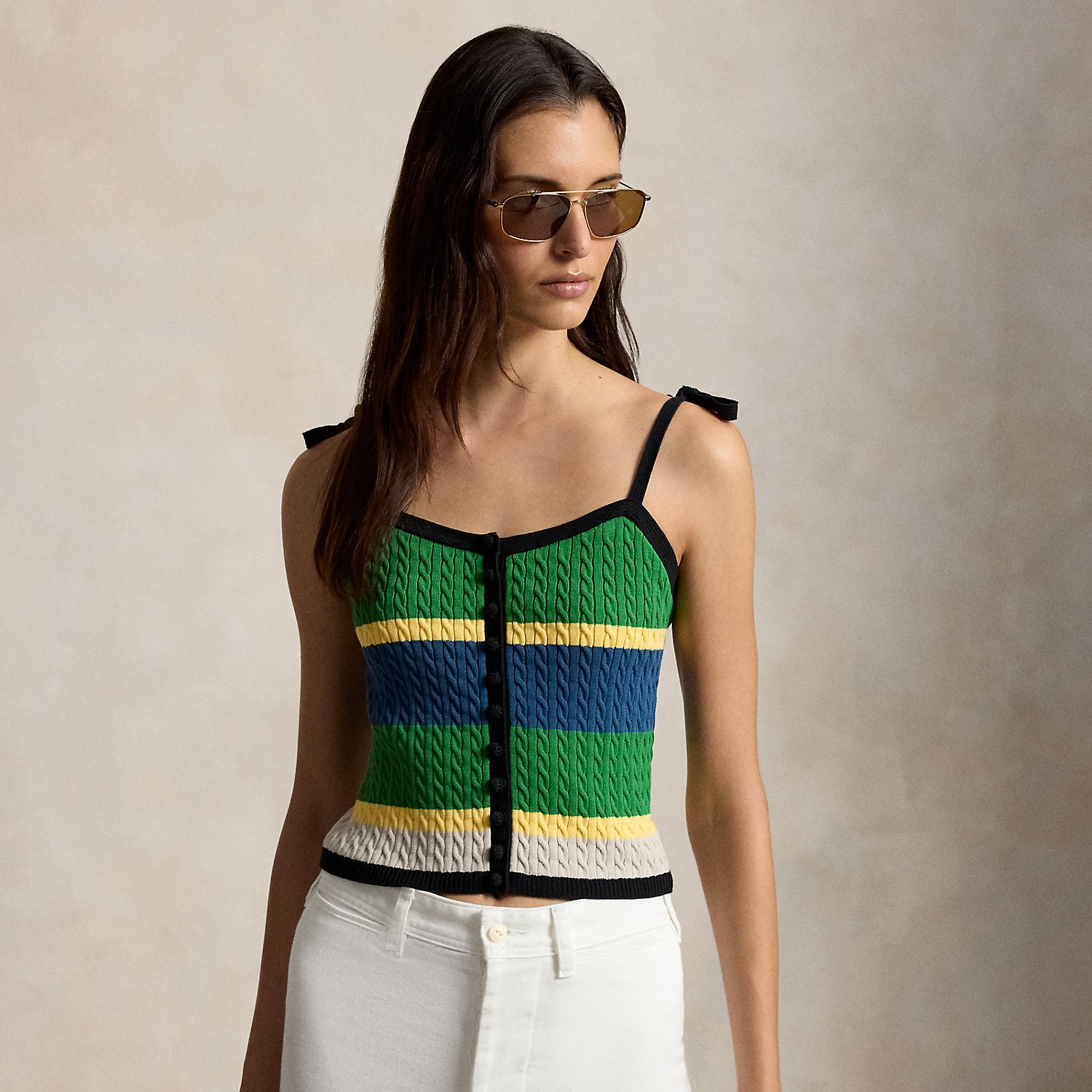 Color-Block-Tanktop mit Zopfmuster von Polo Ralph Lauren