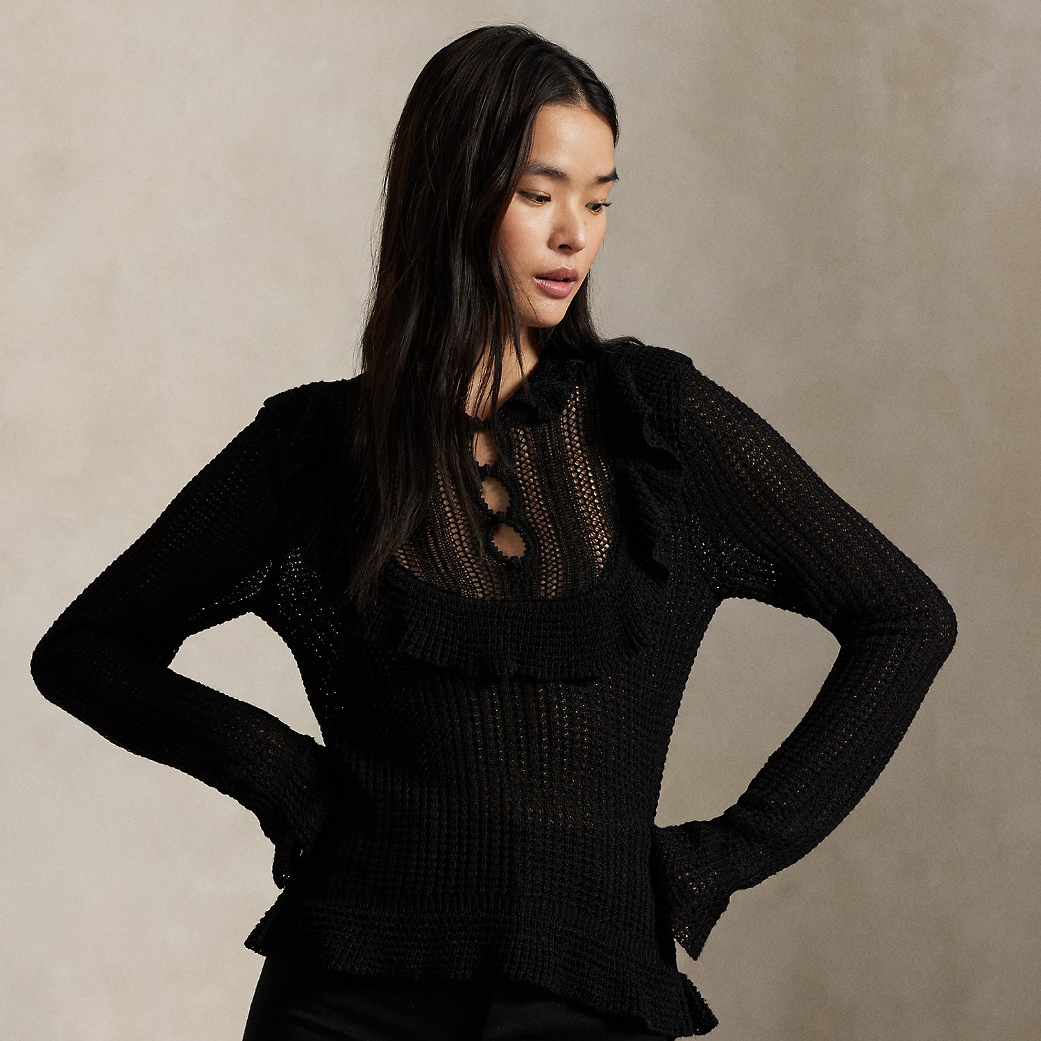 Crocheted Ruffle-Trim Sweater von Polo Ralph Lauren