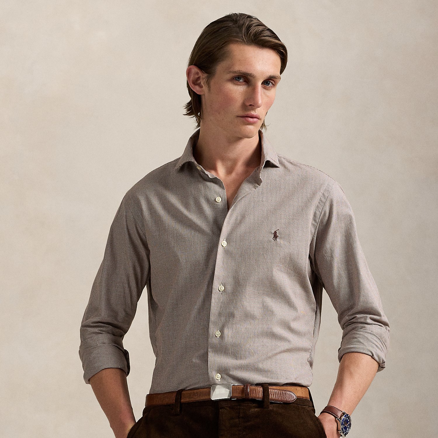 Custom-Fit Hahnentritt-Twillhemd von Polo Ralph Lauren