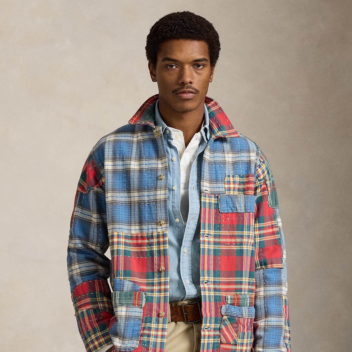 Flanell-Hemdjacke mit Patchwork-Karo von Polo Ralph Lauren
