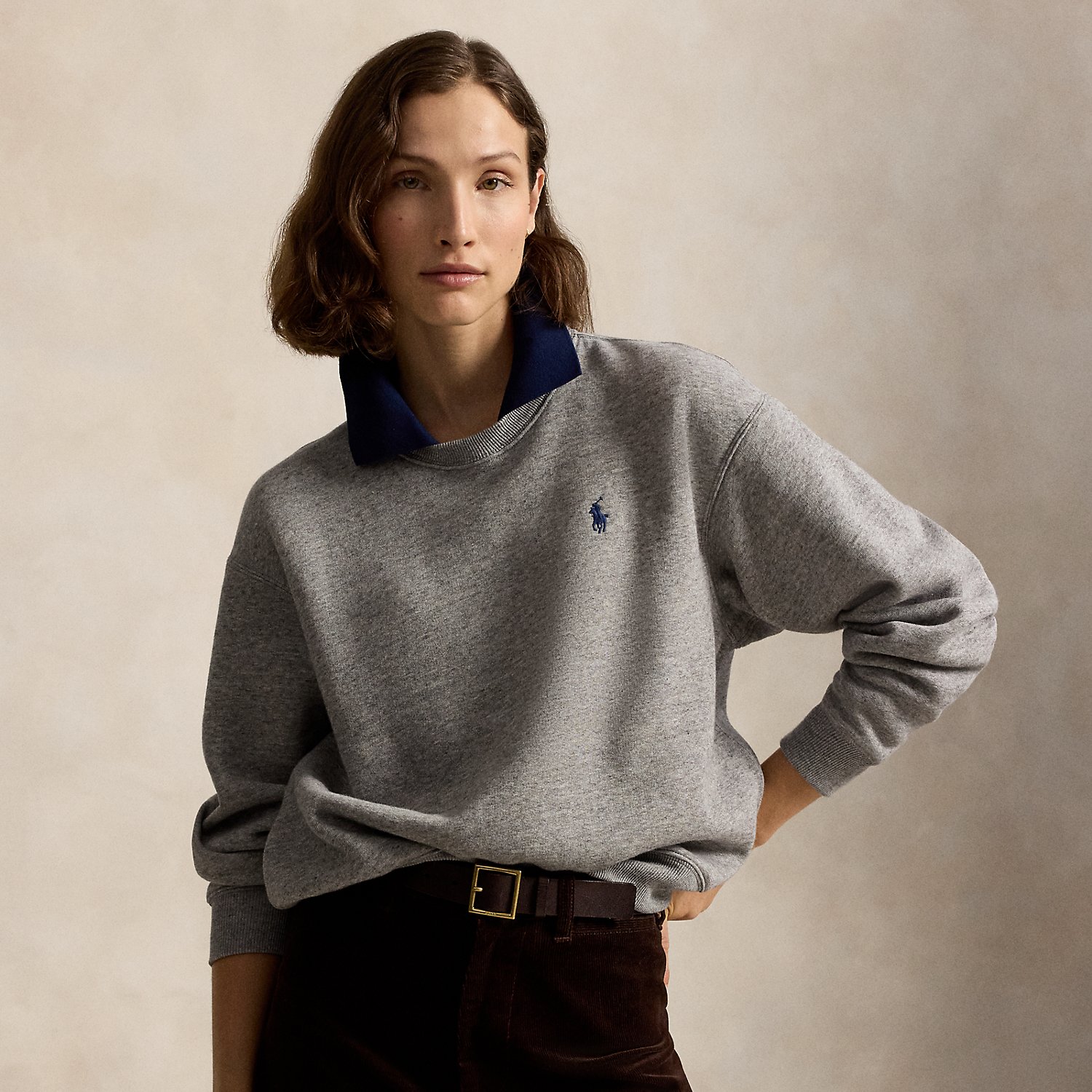 Fleece-Rundhalspullover mit Polokragen von Polo Ralph Lauren