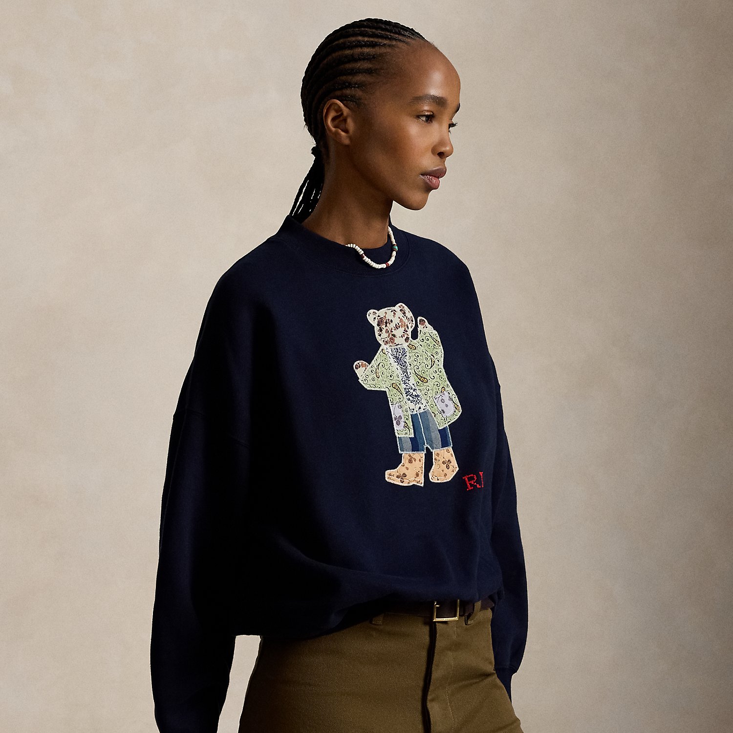 Fleecepullover mit Patchwork Polo Bear von Polo Ralph Lauren