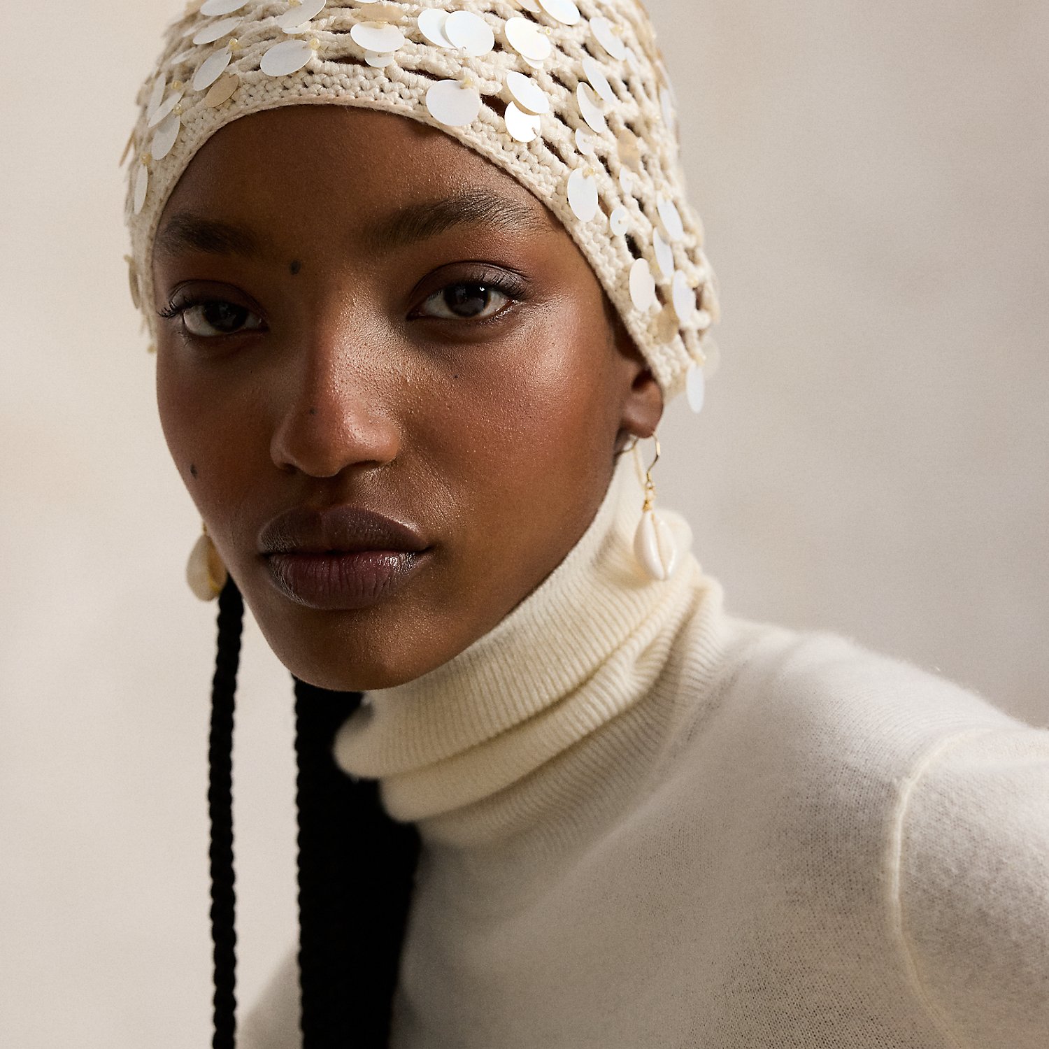 Gehäkelte Beaniemütze mit Pailletten von Polo Ralph Lauren