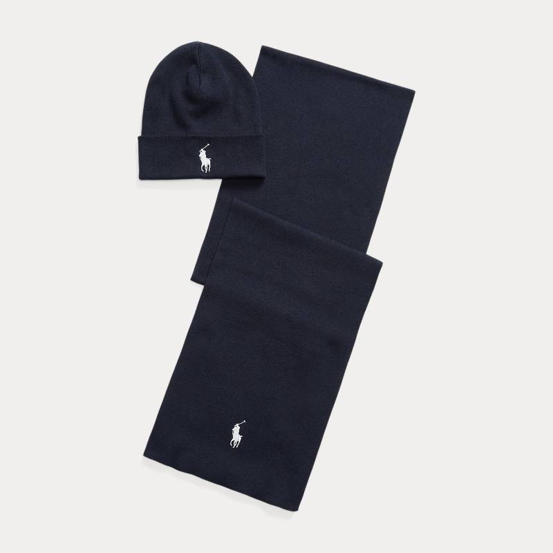 Gerippte Mütze und Schal im Geschenkset von Polo Ralph Lauren