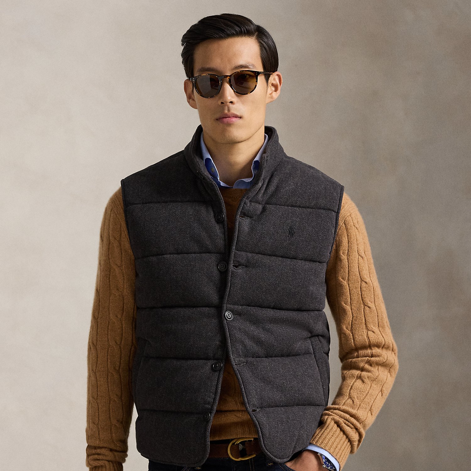 Gerippte Weste mit Fischgratmuster von Polo Ralph Lauren