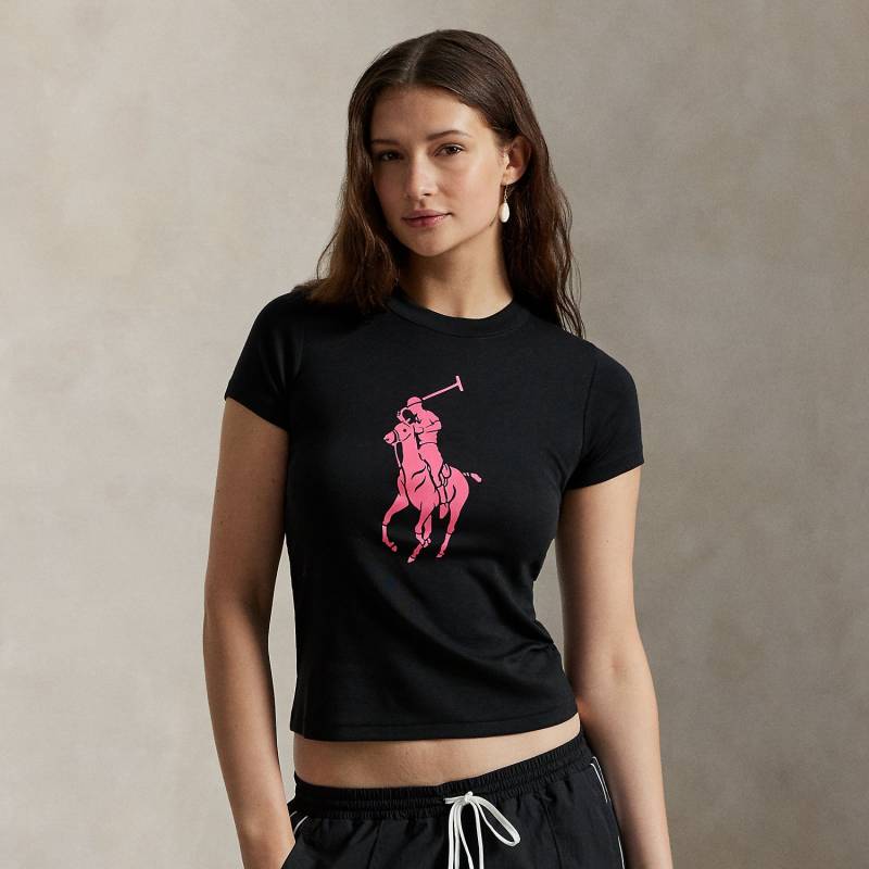 Geripptes Baumwoll-T-Shirt mit Pink Pony von Polo Ralph Lauren