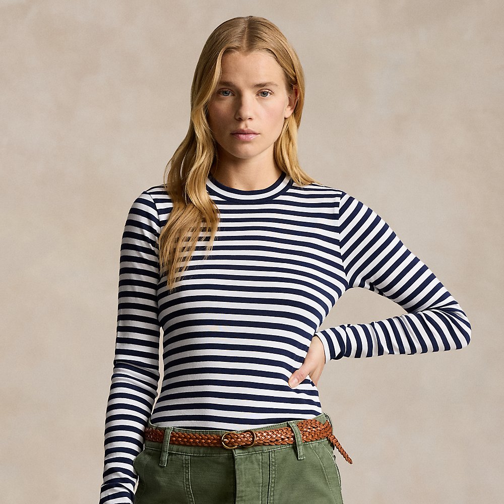 Geripptes langärmliges Streifen-T-Shirt Geripptes langärmliges Streifen-T-Shirt von Polo Ralph Lauren