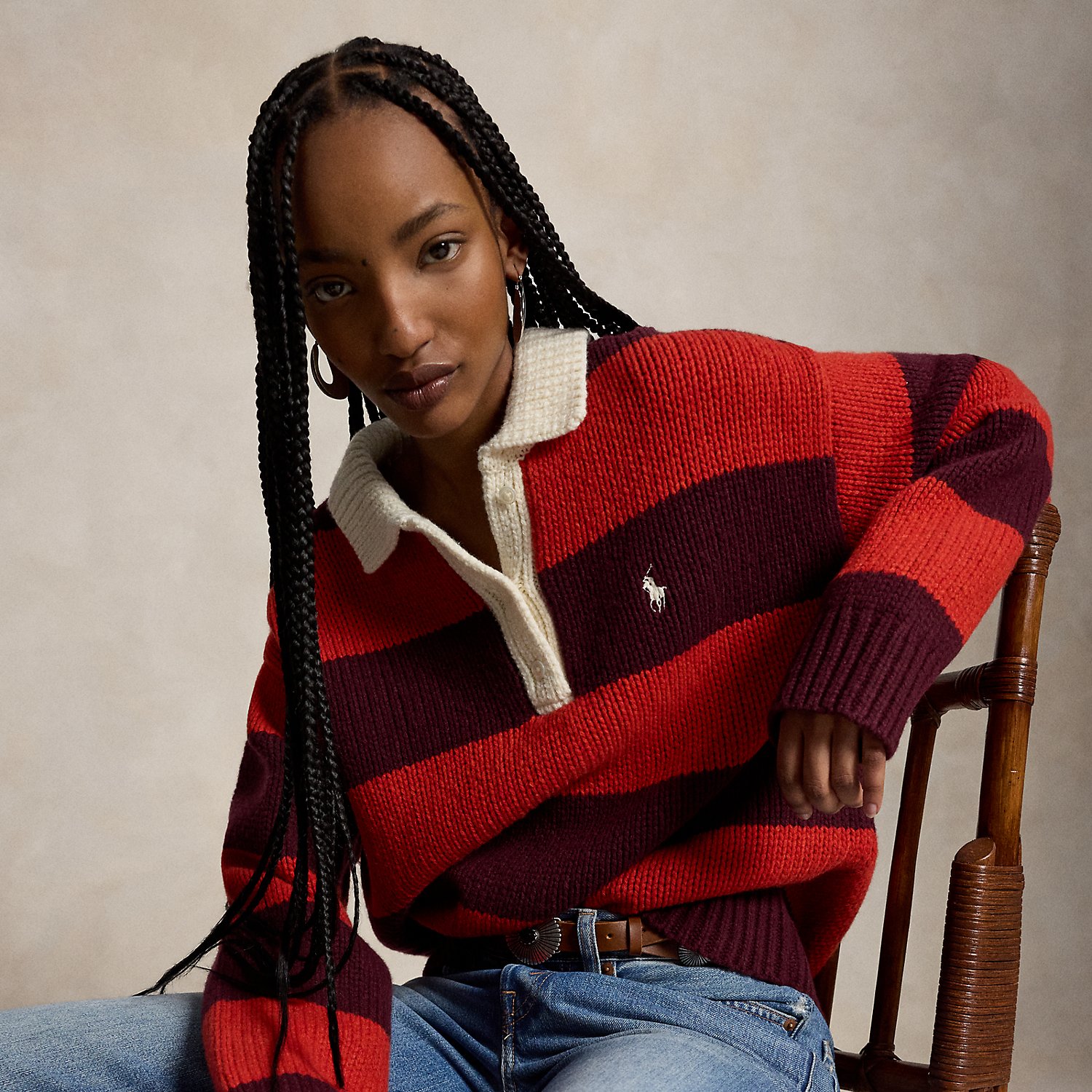 Gestreifter Rugbypullover mit Wolle von Polo Ralph Lauren