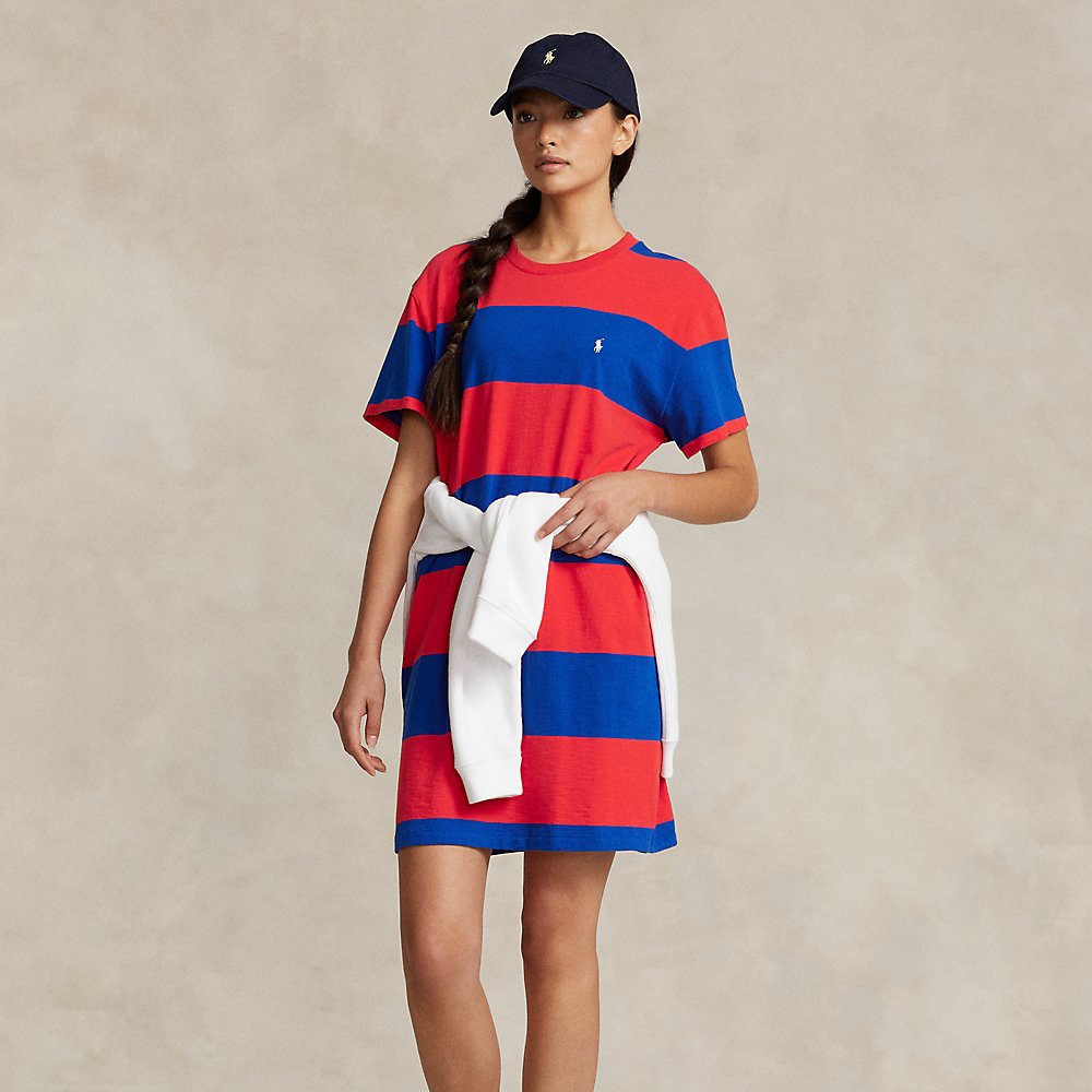 Gestreiftes T-Shirt-Kleid aus Jersey von Polo Ralph Lauren
