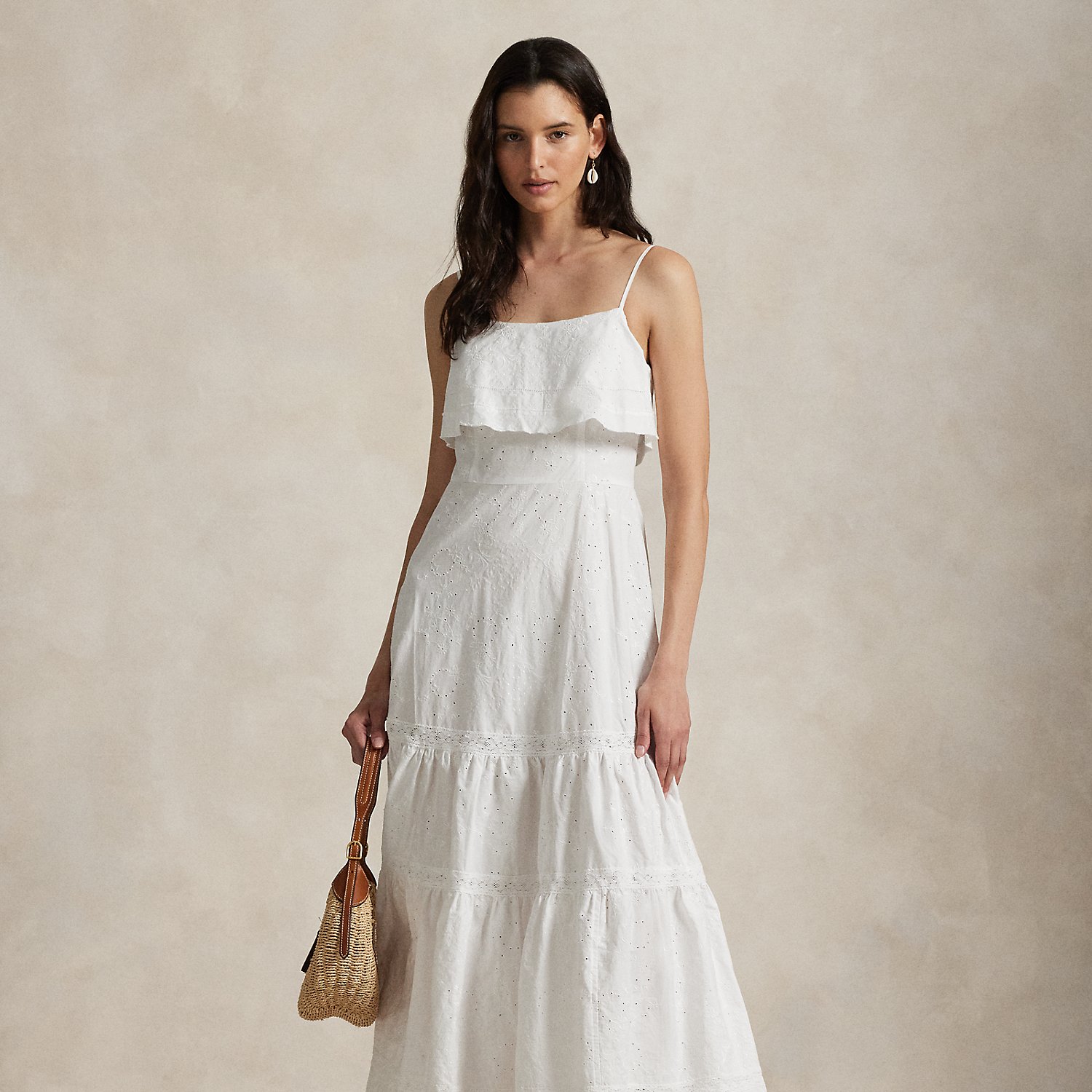 Gestuftes Maxikleid mit Lochstickerei von Polo Ralph Lauren