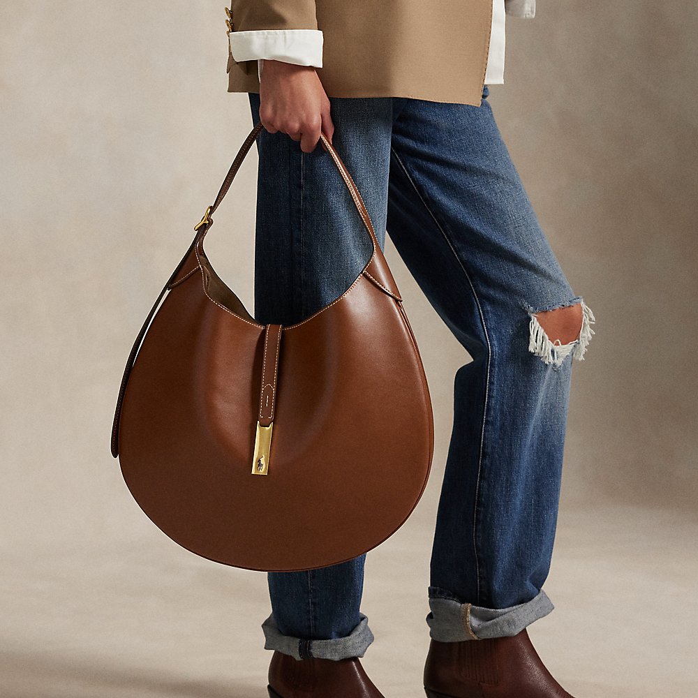 Große Kalbsleder-Schultertasche Polo ID von Polo Ralph Lauren