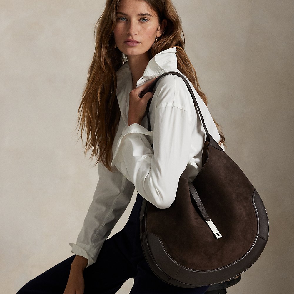 Große Wildleder-Schultertasche Polo ID von Polo Ralph Lauren