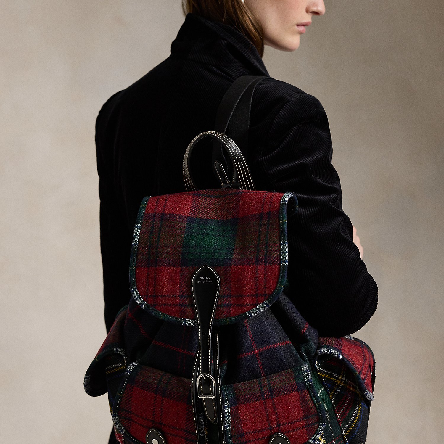 Karierter Woll-Leder-Rucksack Bellport Karierter Woll-Leder-Rucksack Bellport von Polo Ralph Lauren
