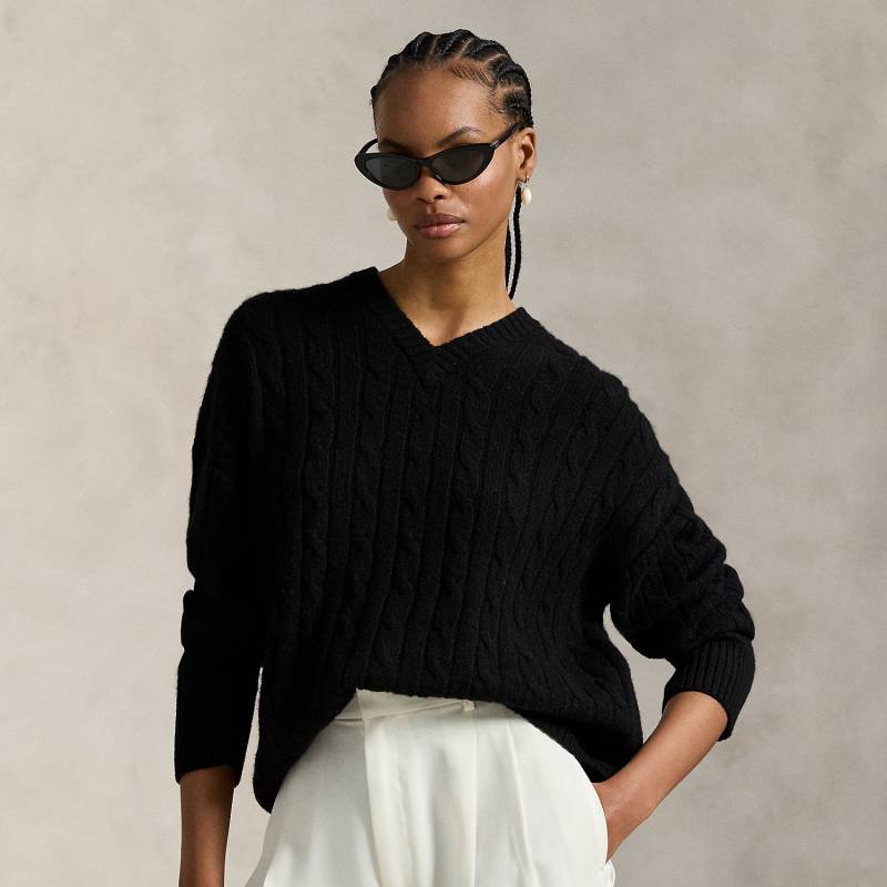 Kaschmir-Zopfpullover mit V-Ausschnitt von Polo Ralph Lauren