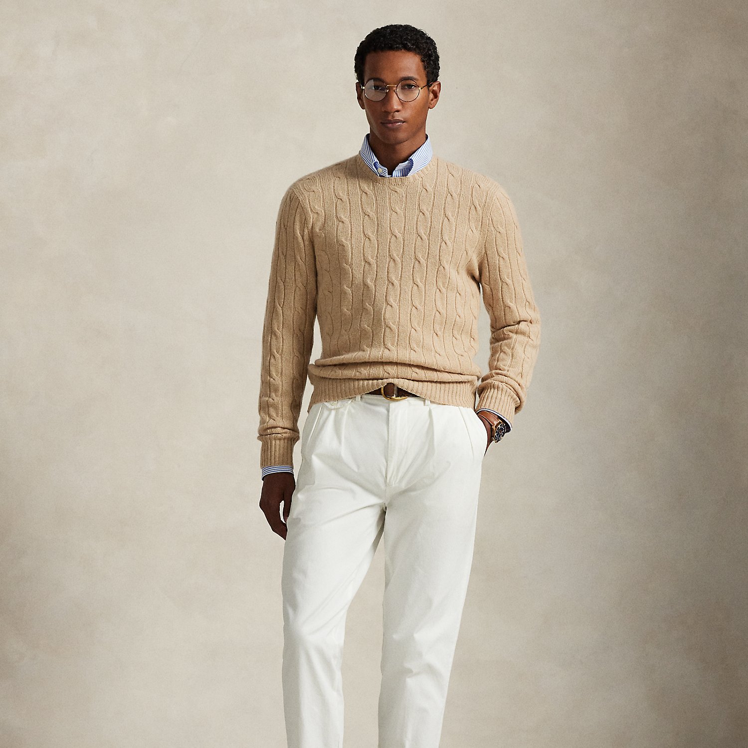 Kaschmirpullover mit Zopfmuster von Polo Ralph Lauren