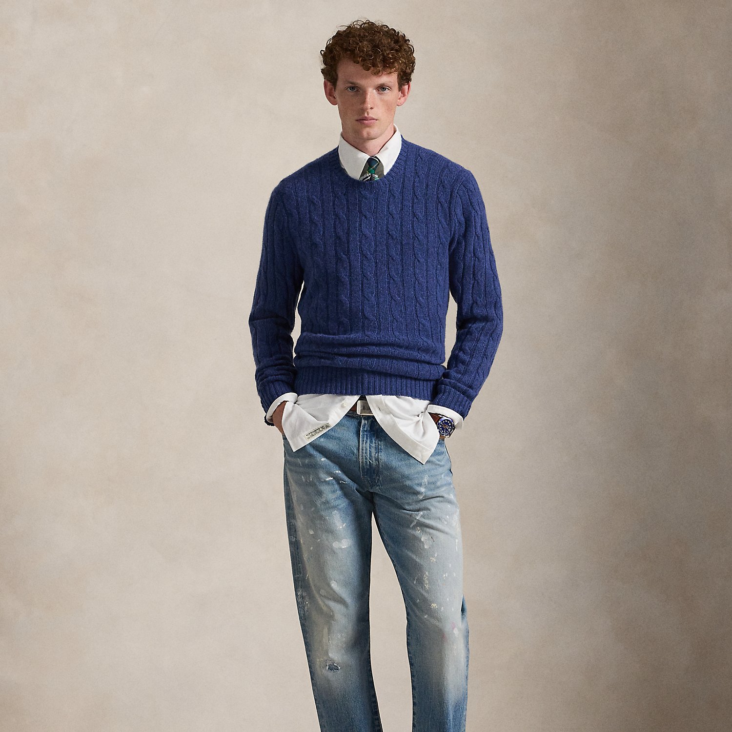 Kaschmirpullover mit Zopfmuster von Polo Ralph Lauren