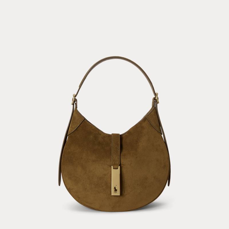 Kleine Schultertasche Polo ID aus Wildleder von Polo Ralph Lauren