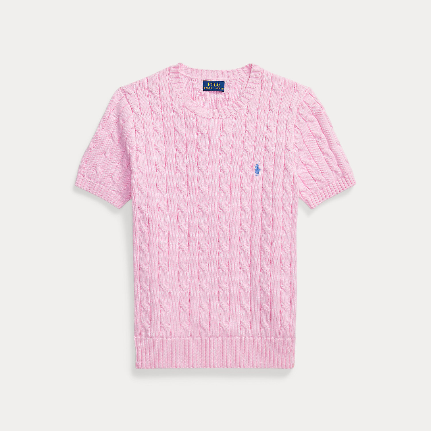 Kurzarm-Baumwollpullover mit Zopfmuster von Polo Ralph Lauren