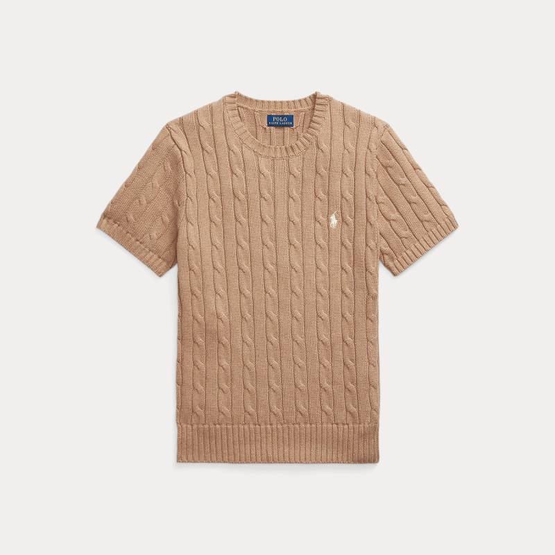Kurzarm-Baumwollpullover mit Zopfmuster von Polo Ralph Lauren