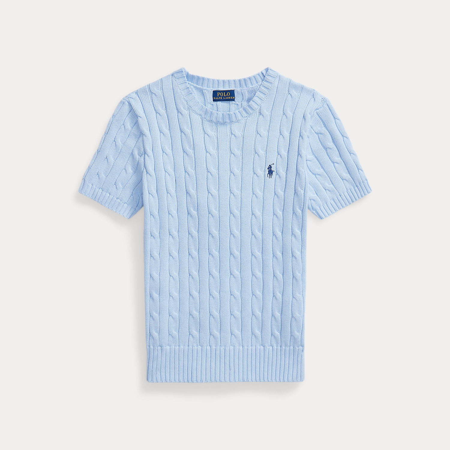 Kurzarm-Baumwollpullover mit Zopfmuster von Polo Ralph Lauren