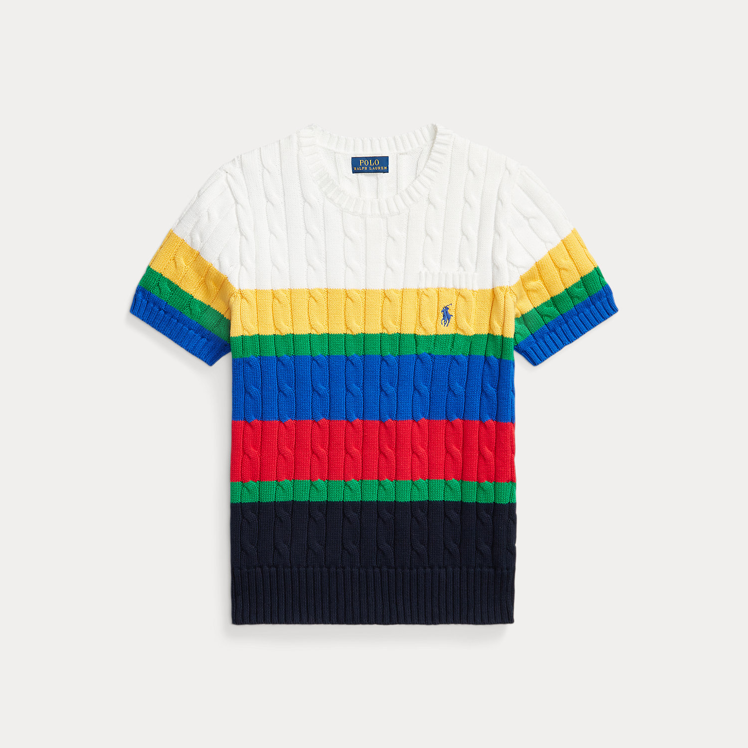Kurzarmpullover mit Zopfmuster von Polo Ralph Lauren
