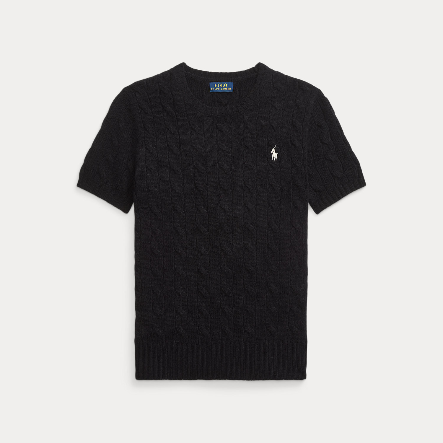 Kurzarmpullover mit Zopfmuster von Polo Ralph Lauren