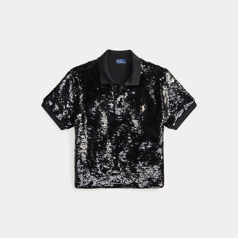 Kurzes Piqué-Poloshirt mit Pailletten von Polo Ralph Lauren