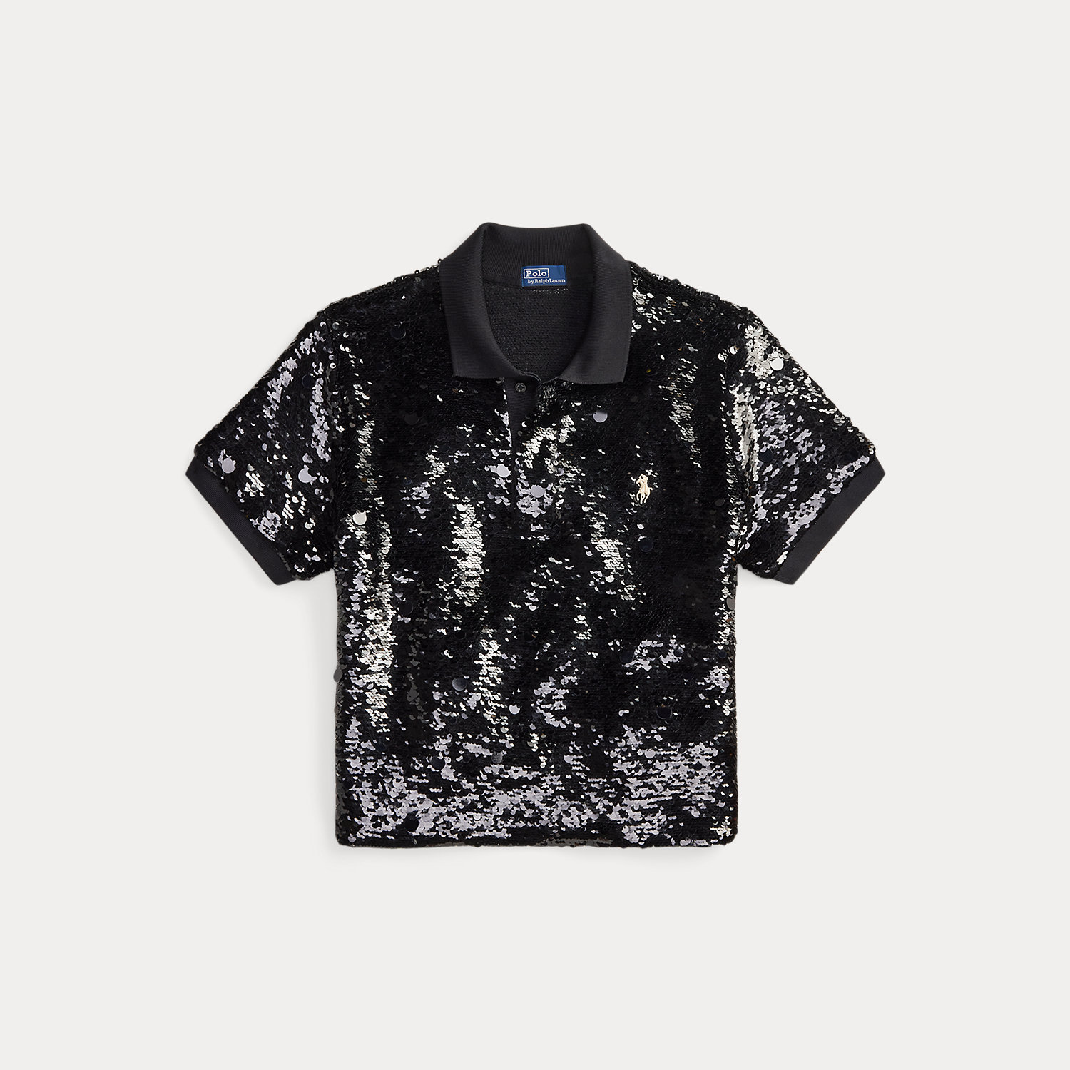 Kurzes Piqué-Poloshirt mit Pailletten von Polo Ralph Lauren