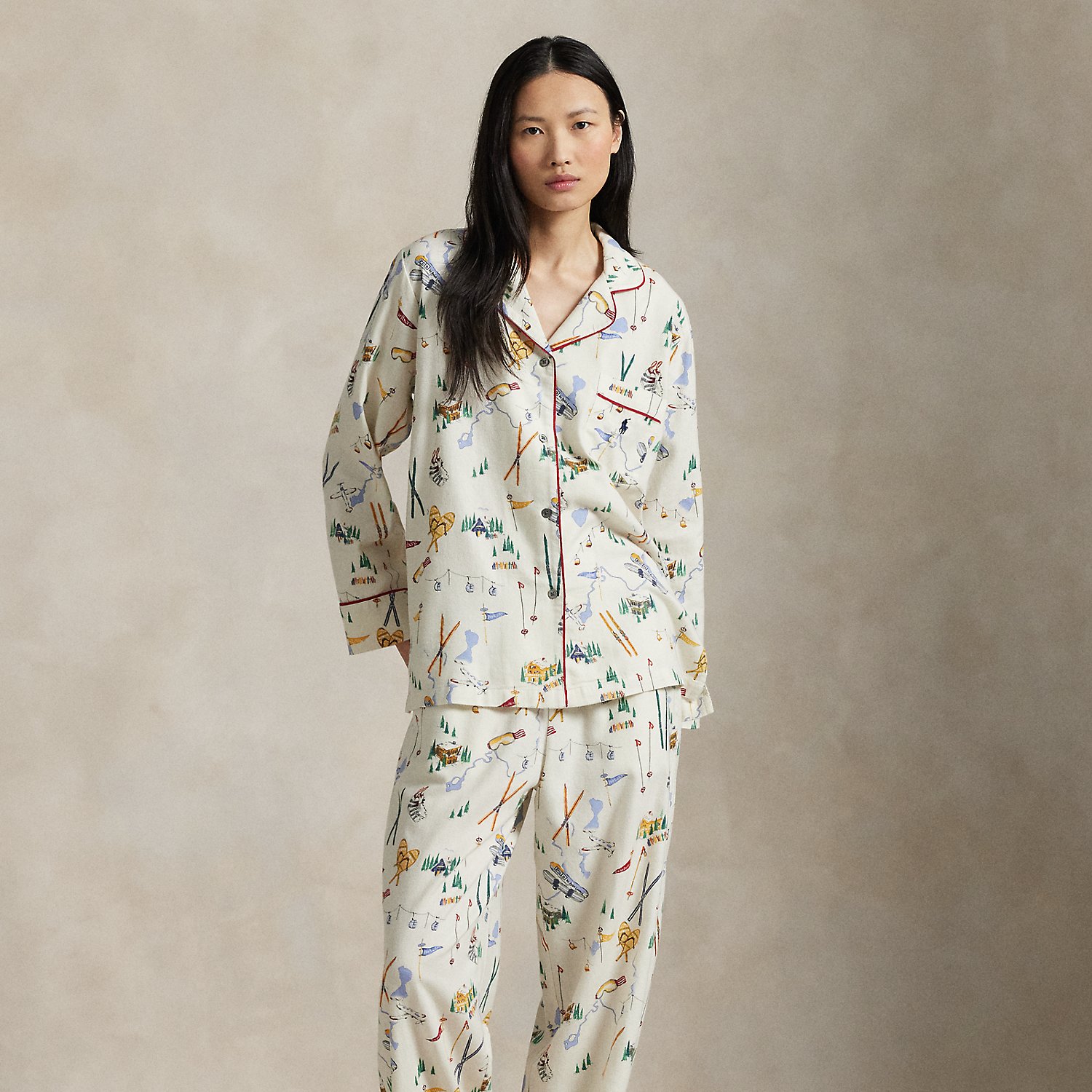 Langärmliger Pyjama aus Popeline von Polo Ralph Lauren