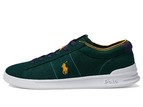 Polo Ralph Lauren HRT Crt Knit Sneaker für Herren, Forest/Navy/Gold, 43 EU von Polo Ralph Lauren