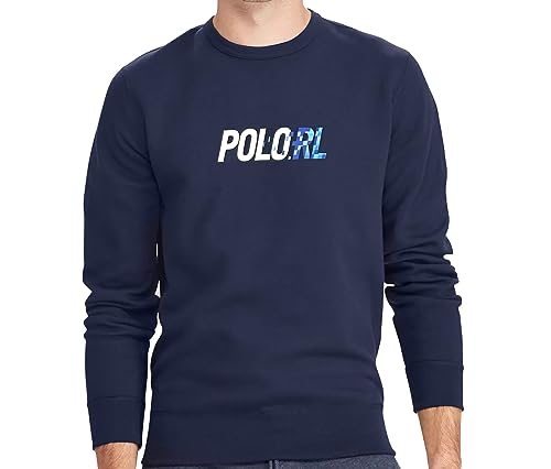 POLO RALPH LAUREN Herren Doppelstrick-Sweatshirt mit Rundhalsausschnitt, Digi Font Polo RL Logo, Marineblau, X-Large von POLO RALPH LAUREN