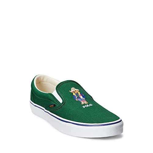 POLO RALPH LAUREN Herren Keaton Polo Bear Slip-on Sneaker, Wald, 43 EU von POLO RALPH LAUREN