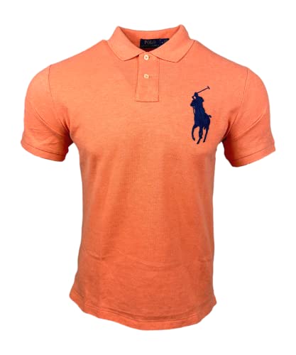 POLO RALPH LAUREN Herren-Poloshirt, schmale Passform, großes Pony-Logo, Mesh-Poloshirt, Orange Heather, Mittel von POLO RALPH LAUREN