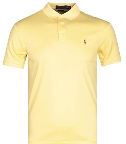 POLO RALPH LAUREN Herren-Poloshirt mit kurzen Ärmeln, (Frühjahr/Sommer 2023) Gelb Heather mit dem charakteristischen mehrfarbigen Pony, XL von POLO RALPH LAUREN