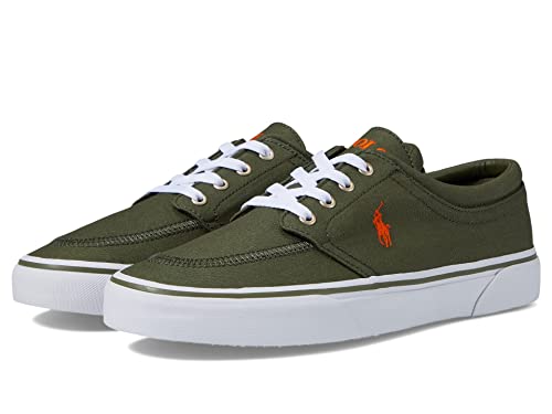 POLO RALPH LAUREN Keaton Herren Sneaker ohne Schnürsenkel, Dunkles Salbei/Orange, 43 EU von POLO RALPH LAUREN