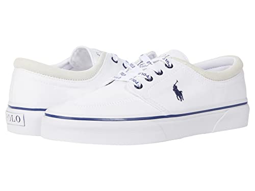 Polo Ralph Lauren Keaton Herren Sneaker ohne Schnürsenkel, Weiß/Newport Navy Pp, 48 EU von Polo Ralph Lauren