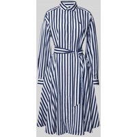 Polo Ralph Lauren Knielanges Kleid mit Bindegürtel Modell 'ELA' in Marine, Größe 42 von Polo Ralph Lauren