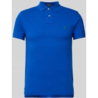 Polo Ralph Lauren Slim Fit Poloshirt mit Label-Stitching in Royal, Größe XXL von Polo Ralph Lauren