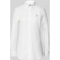 Polo Ralph Lauren Regular Fit Hemdbluse mit Logo-Stitching in Weiss, Größe 34 von Polo Ralph Lauren