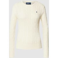 Polo Ralph Lauren Strickpullover mit Label-Stitching Modell 'JULIANNA' in Beige, Größe M von Polo Ralph Lauren