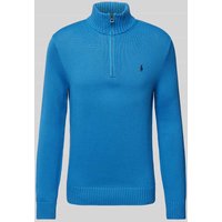 Polo Ralph Lauren Strickpullover mit Troyer-Kragen in Jeansblau, Größe XXL von Polo Ralph Lauren