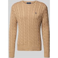Polo Ralph Lauren Regular Fit Strickpullover aus reiner Baumwolle Modell 'DRIVER' in Camel, Größe XXL von Polo Ralph Lauren