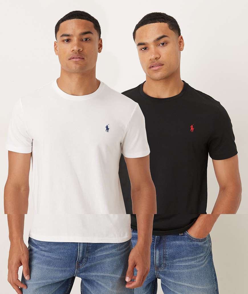 Polo Ralph Lauren - 2er-Pack T-Shirts in Schwarz und Weiß mit Logo-Symbol-Bunt von Polo Ralph Lauren