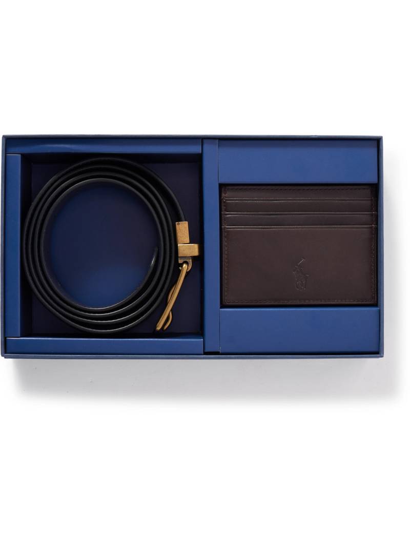 Polo Ralph Lauren - 3.2cm Reversible Leather Belt and Logo-Print Cardholder Set - Men - Brown von Polo Ralph Lauren
