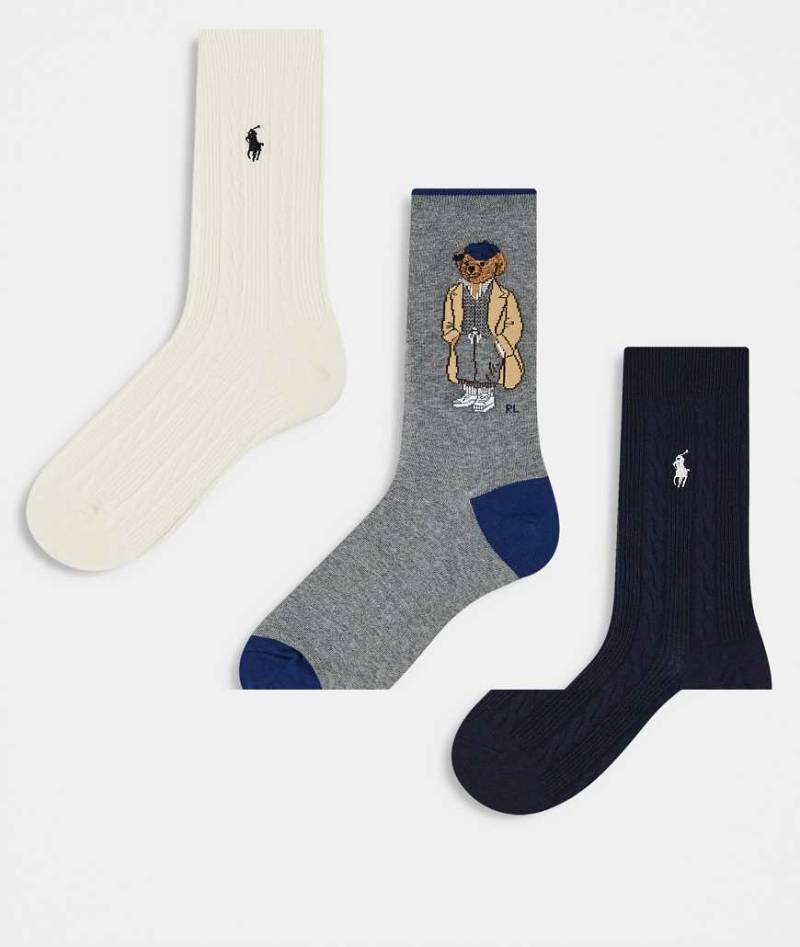 Polo Ralph Lauren - 3er-Pack Socken in mehreren Farben mit Bear-Motiv und Logo-Bunt Polo Ralph Lauren - 3er-Pack Socken in mehreren Farben mit Bear-Motiv und Logo-Bunt von Polo Ralph Lauren