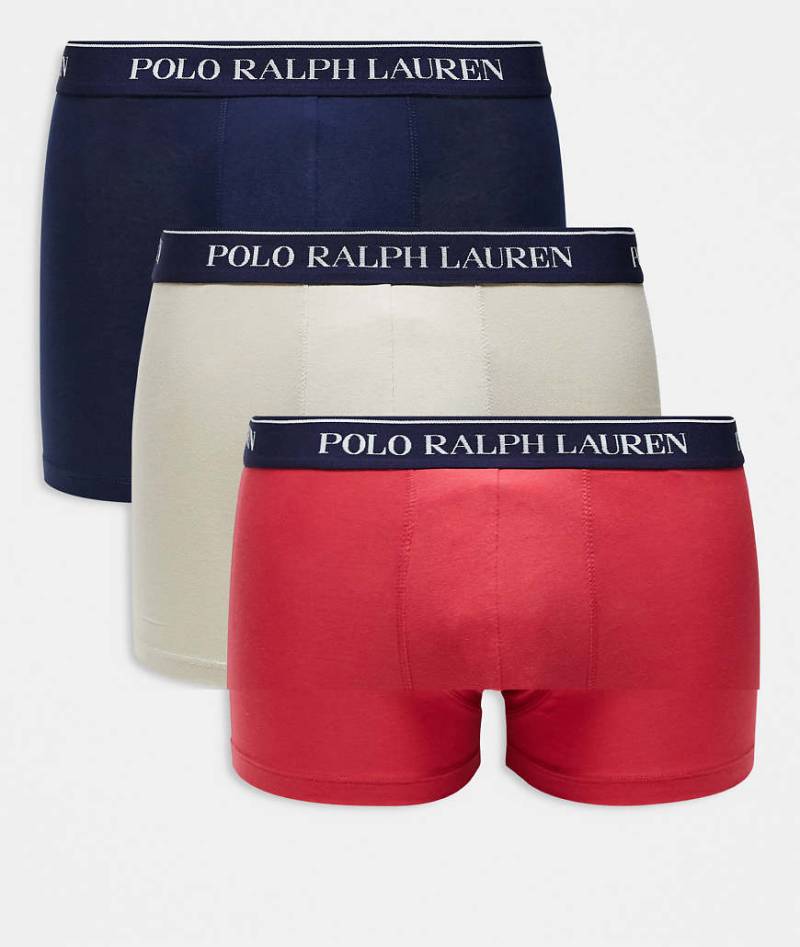 Polo Ralph Lauren - 3er-Pack Trunk-Unterhosen in verschiedenen Farben mit Logo-Bund-Bunt von Polo Ralph Lauren