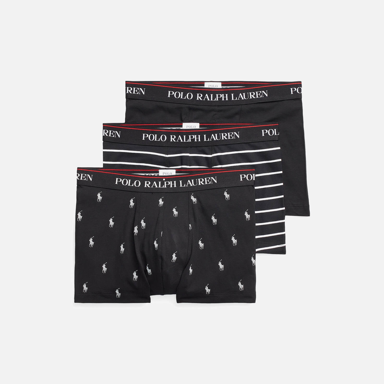 Polo Ralph Lauren 3er-Pack klassische Boxershorts - Black/Black White Stripe/Black Allover - S von Polo Ralph Lauren