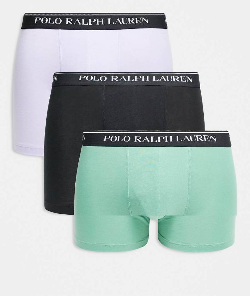 Polo Ralph Lauren - 3er-Pack klassische Unterhosen in Hellgrün/Flieder/Schwarz mit Bund mit weißem Logo-Bunt von Polo Ralph Lauren